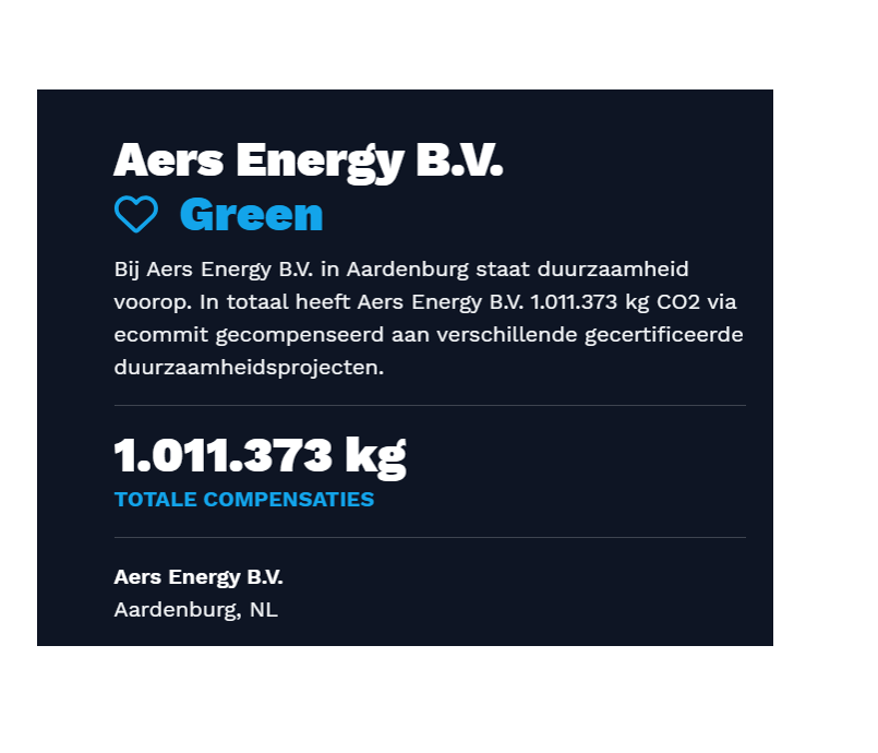 De AERS Groep compenseert meer dan 1 miljoen kg CO2 equivalenten.